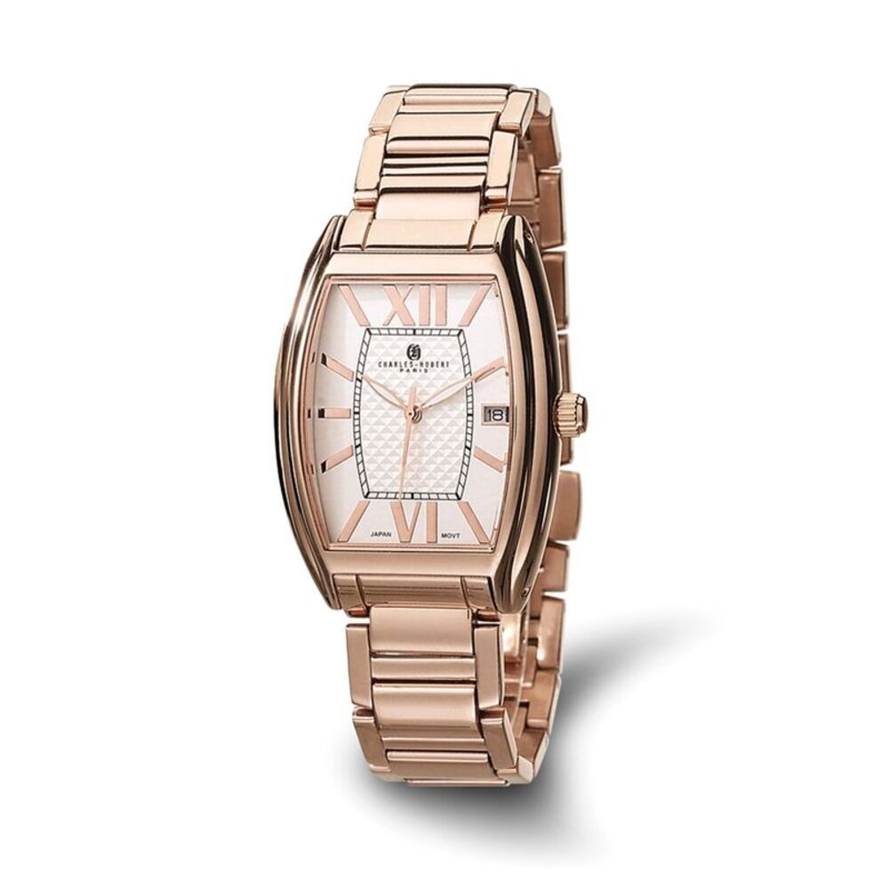 Charles Hubert Rose-Tone Plated Silver-White Dial Watch